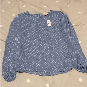 LOFT Blue and White Patterned Blouse
